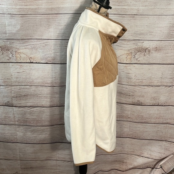 J Crew Factory Quilted Button Neck Sherpa Tunic Top Size Small Faux Fur - Picture 5 of 13